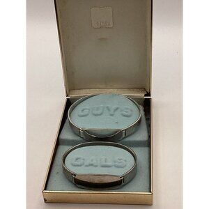 1970s Guys & Gals Cuff Bracelet Set Silver Tone Engravable-NOS MCM RARE